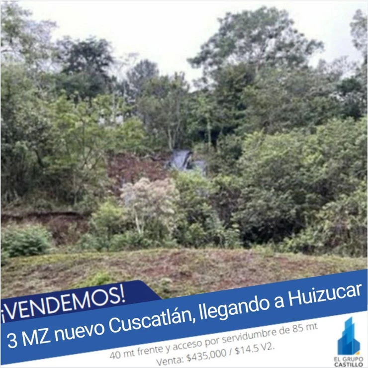 En venta 3 MZ nuevo Cuscatlán, llegando a Huizucar