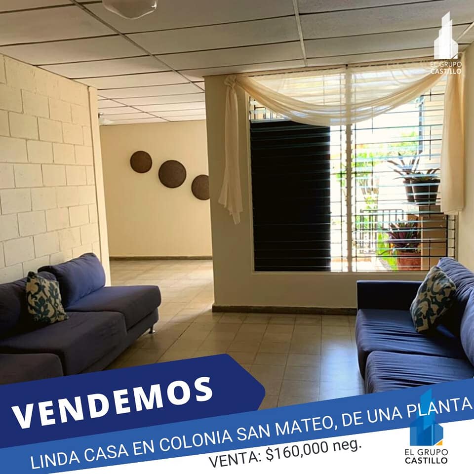 VENDEMOS  LINDA CASA EN COLONIA SAN MATEO, DE UNA PLANTA.