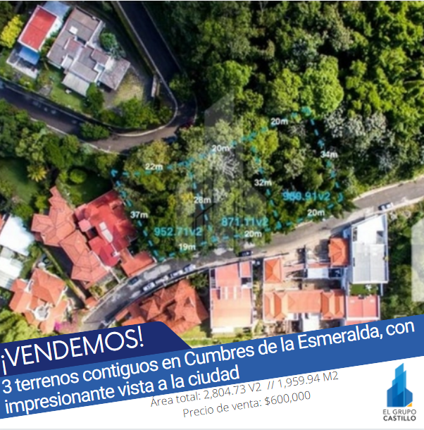 En venta 3 terrenos contiguos en Cumbres de la Esmeralda