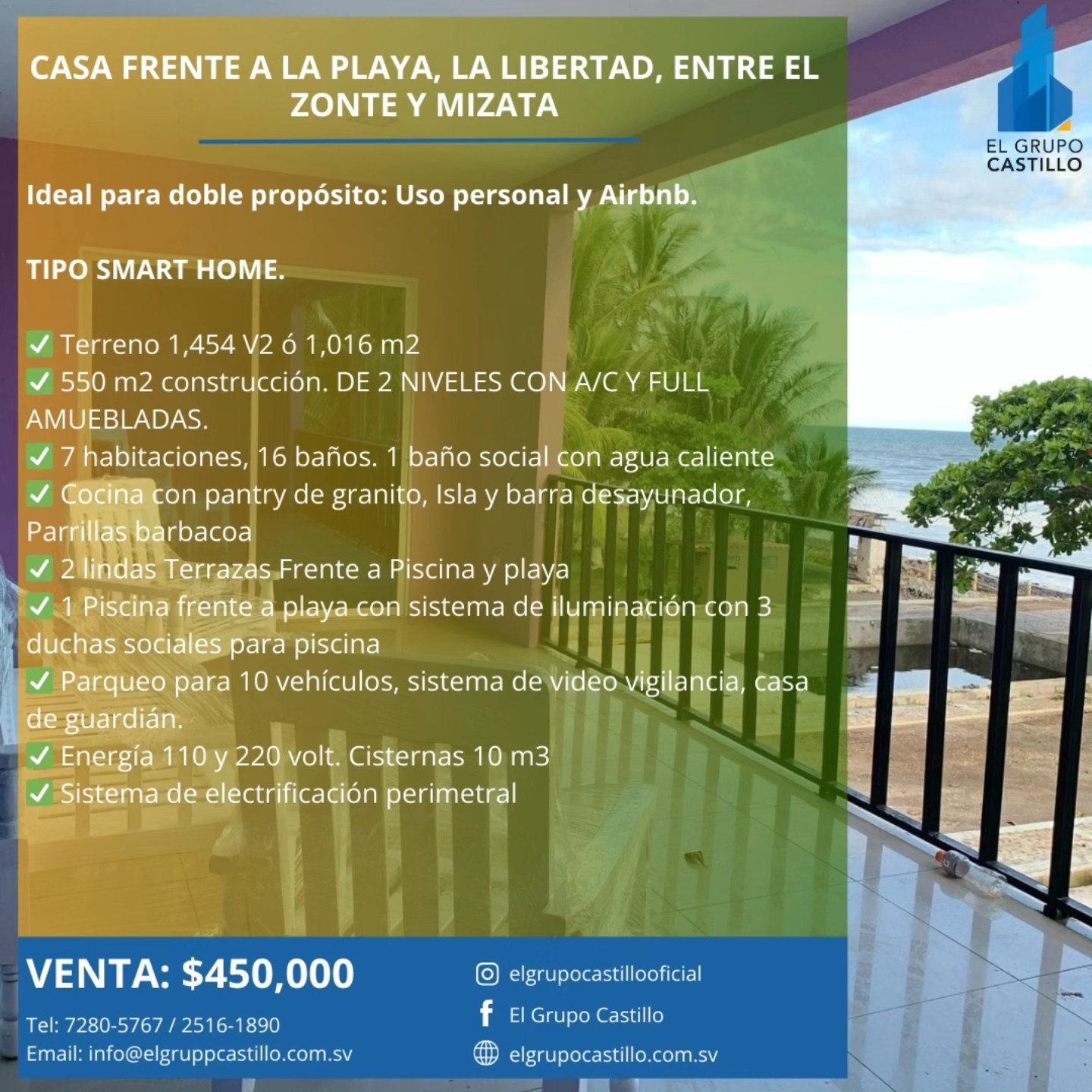 CASA FRENTE A LA PLAYA, LA LIBERTAD, ENTRE EL ZONTE Y MIZATA